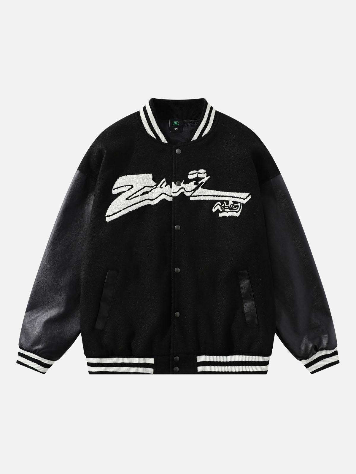 Flocking Embroidery Baseball Jacket