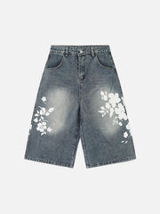 Floral Print Denim Shorts