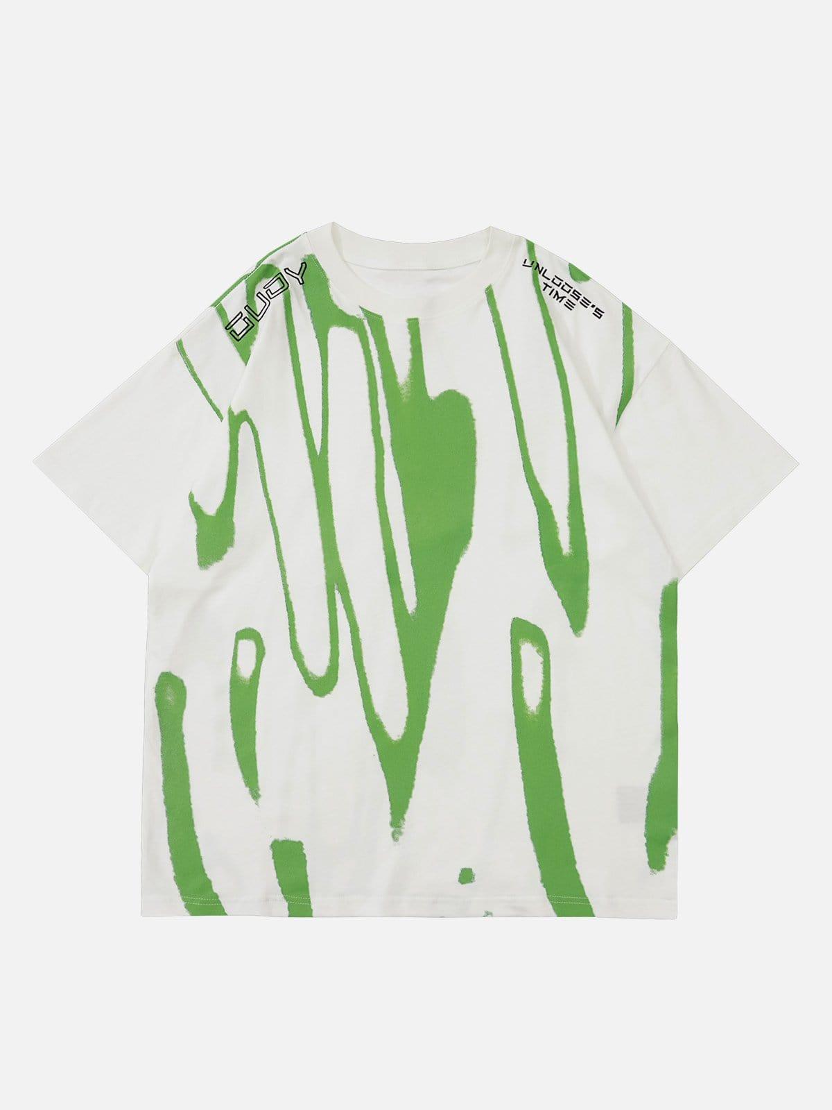 Fluorescent Irregular Printing Tee