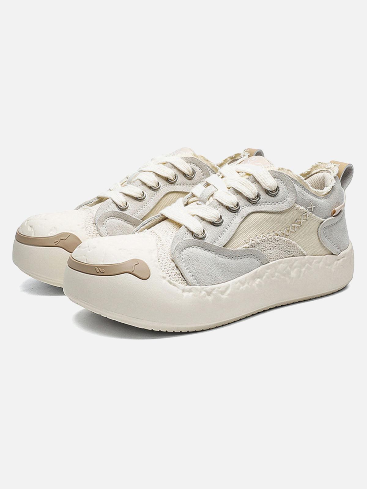 Fun Big Toe Leather Spliced Sneakers