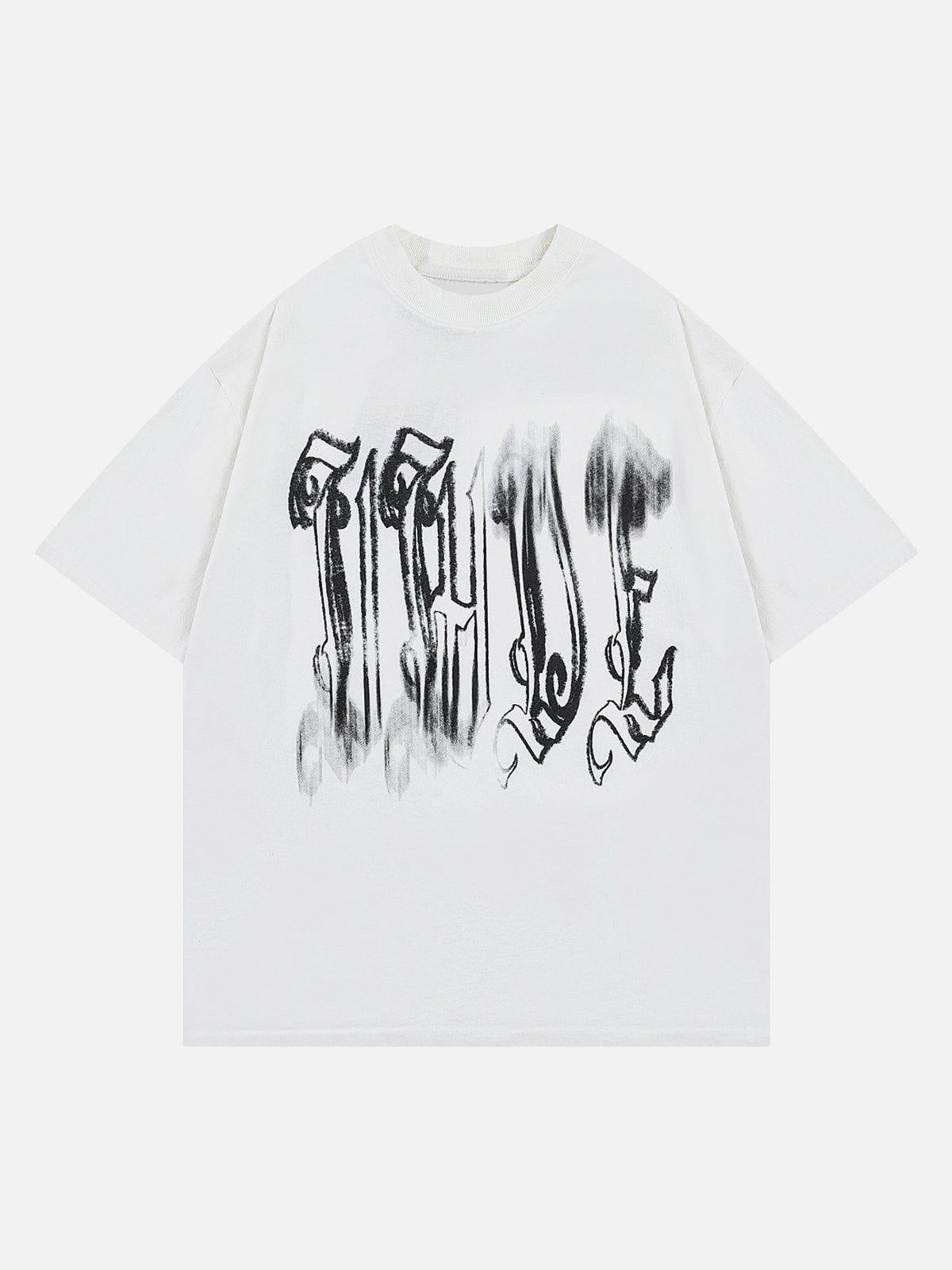 Fuzzy Font Print Washed Tee