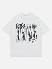 Fuzzy Font Print Washed Tee