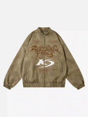 Gothic Alphabet Patch Racing Collar Jacket