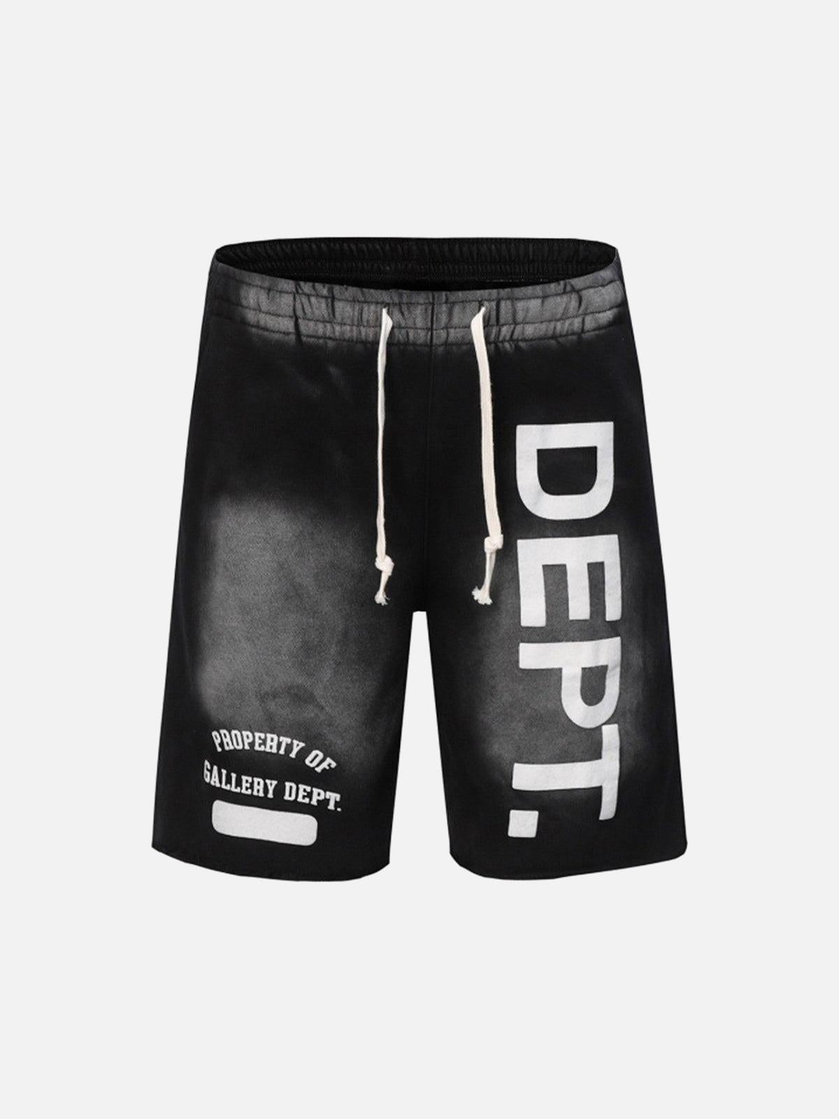 Gradient Letter Print Drawstring Shorts