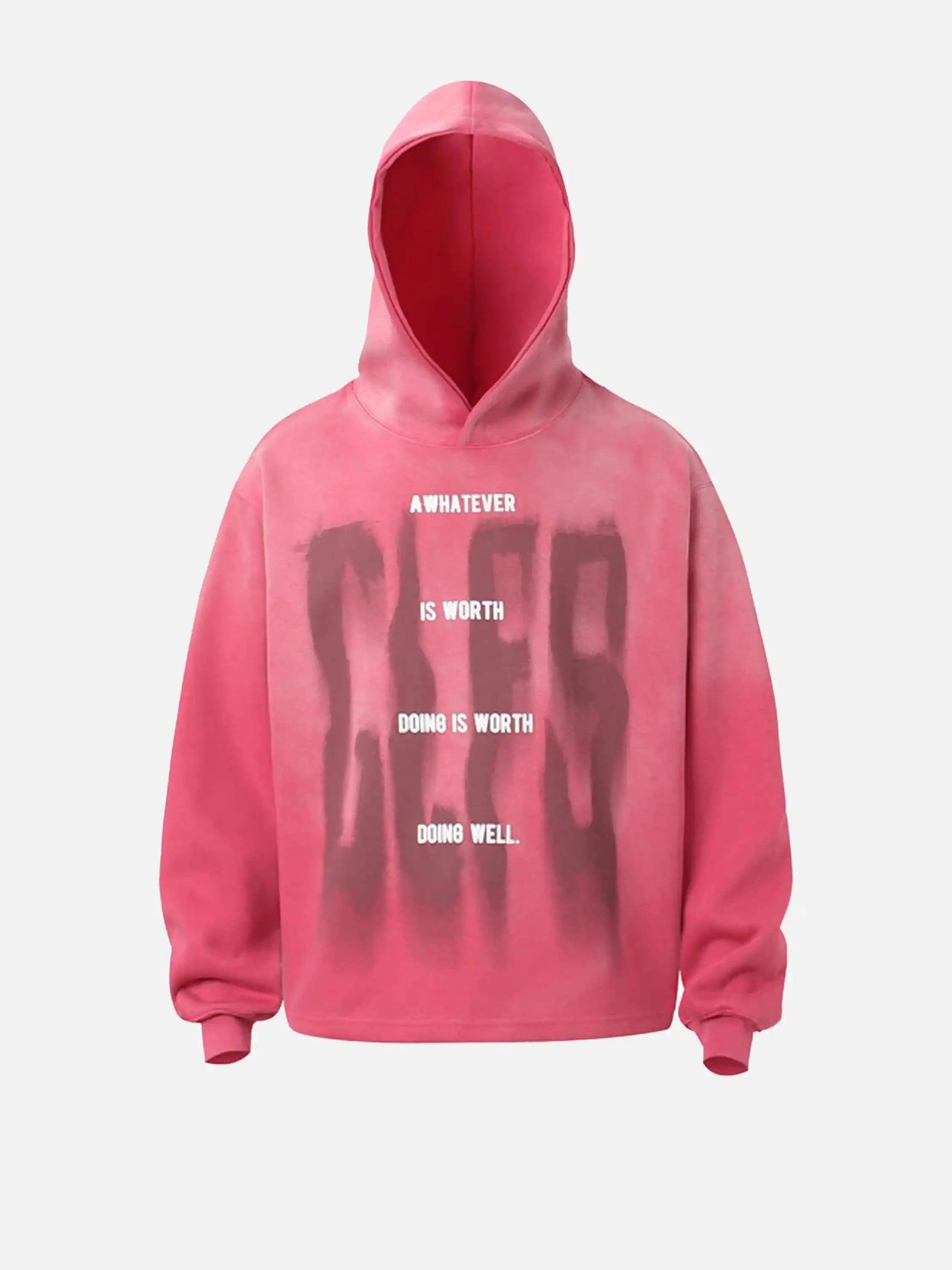 Graffiti Letter Gradient Distressed Hip-Hop Hoodie
