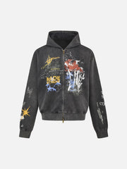 Graffiti Print Streetstyle Cardigan