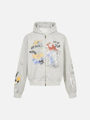 Graffiti Print Streetstyle Cardigan