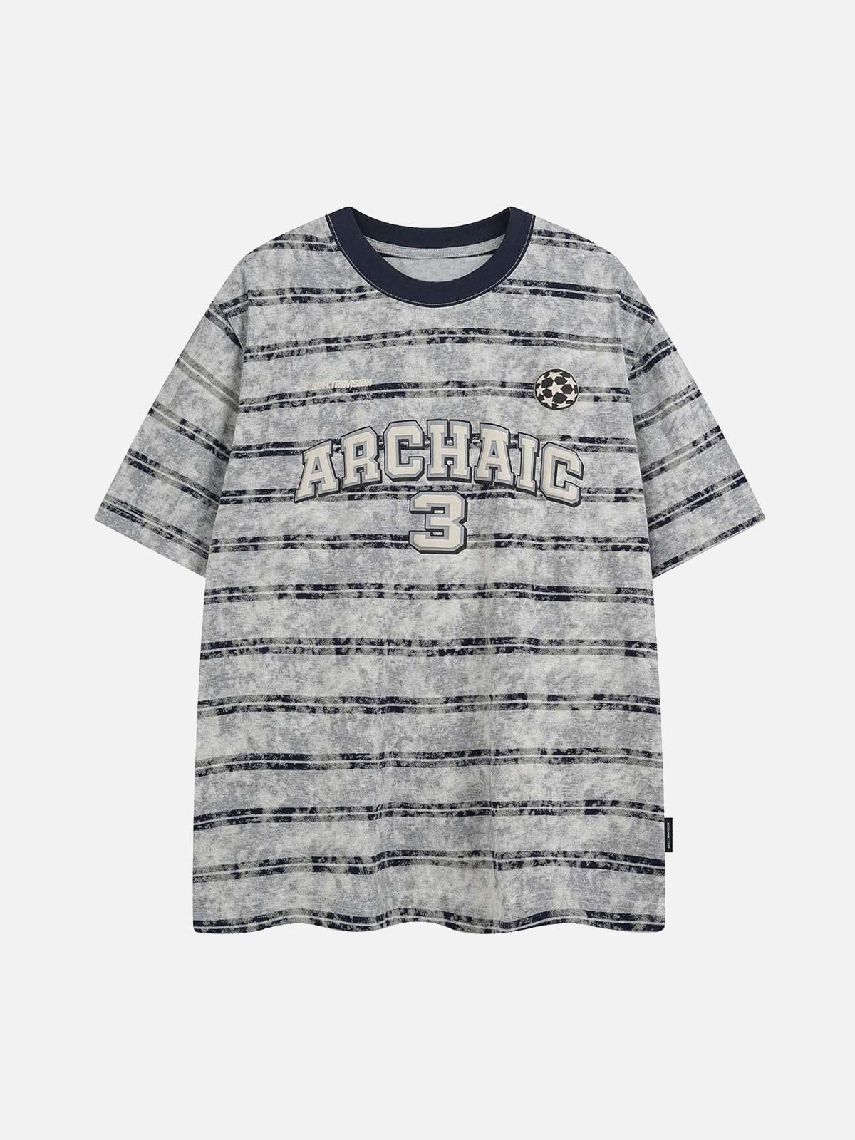 Graphic Lettering Striped Oversized T-Shirt