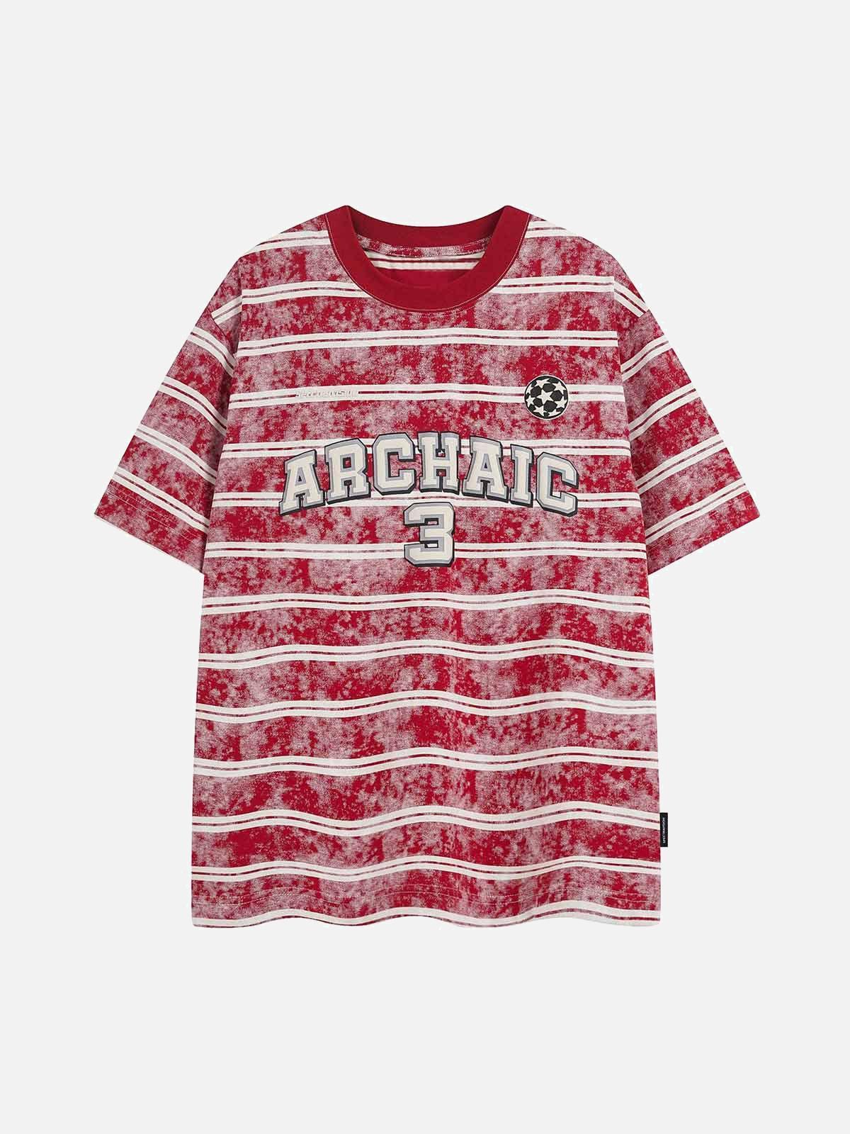 Graphic Lettering Striped Oversized T-Shirt
