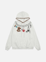 Grunge Bear Graphic Washed Hoodie