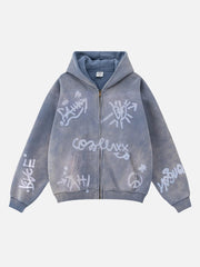 Hand-Drawn Graffiti Washed Thick Hoodie