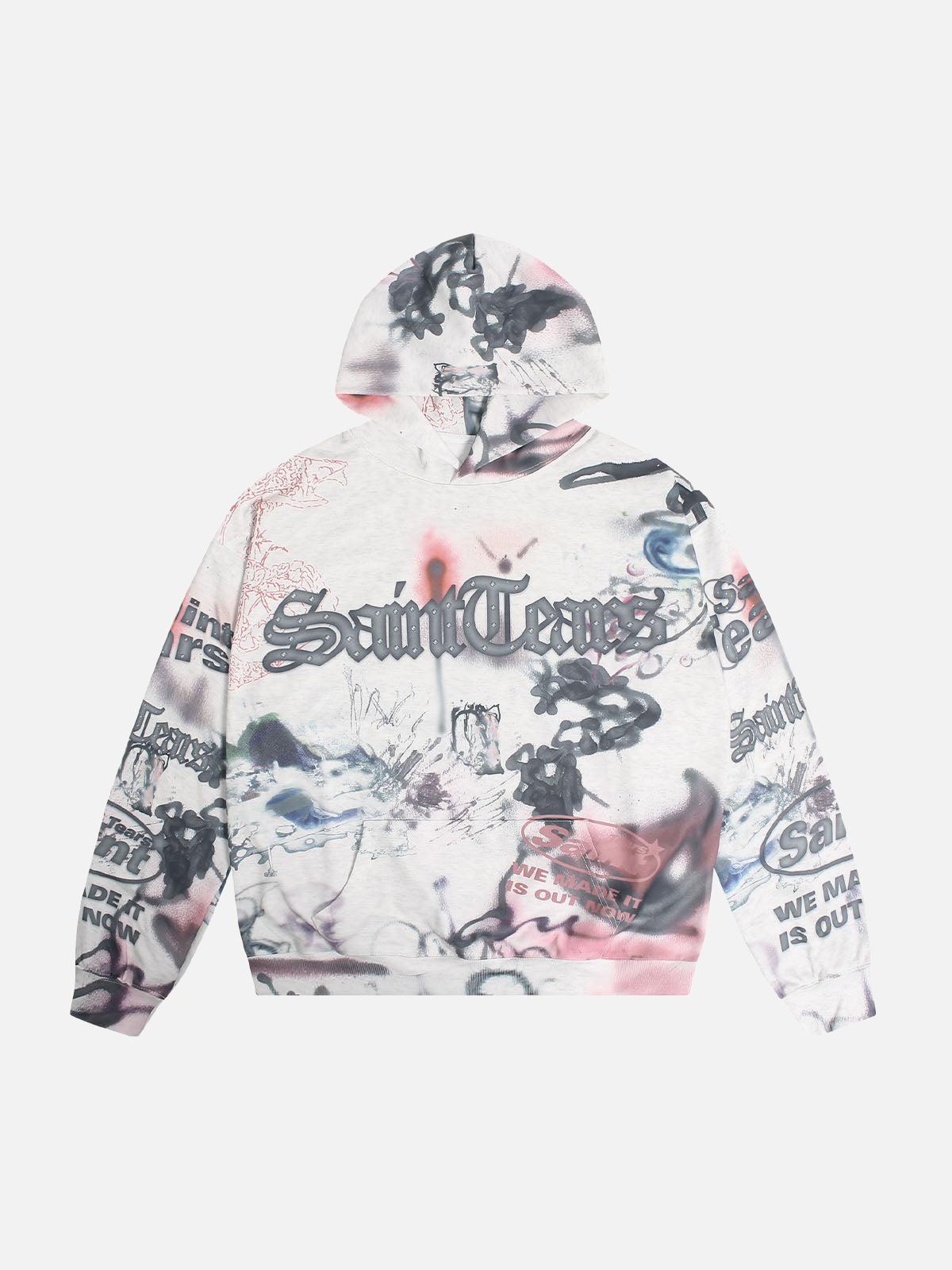 Hand-Painted Ink Graffiti Hoodie