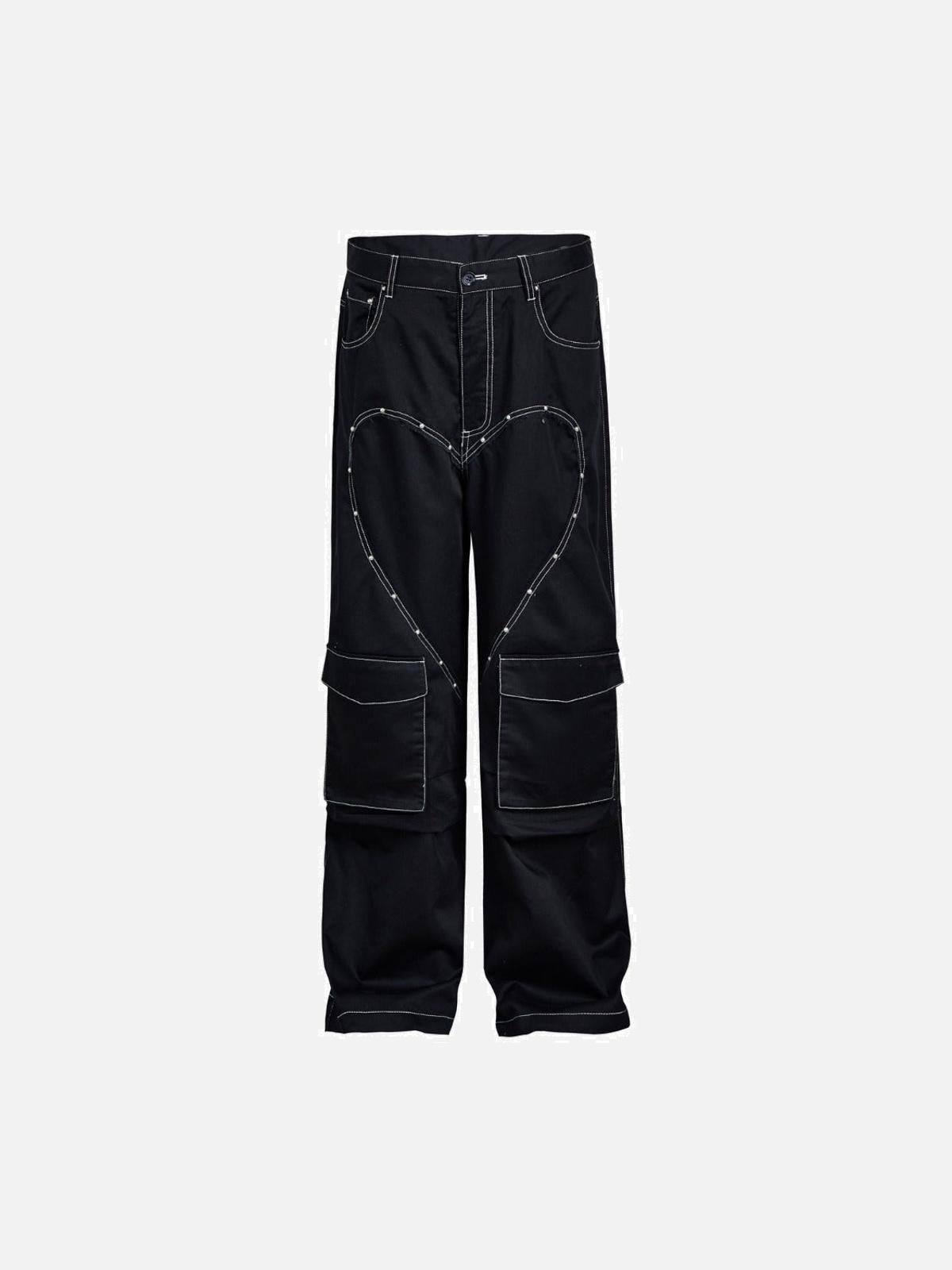 Heart Rivet Multi-Pocket Jeans
