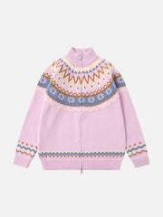 High-Neck knitwear Diamond Weave Jacquard Sweater