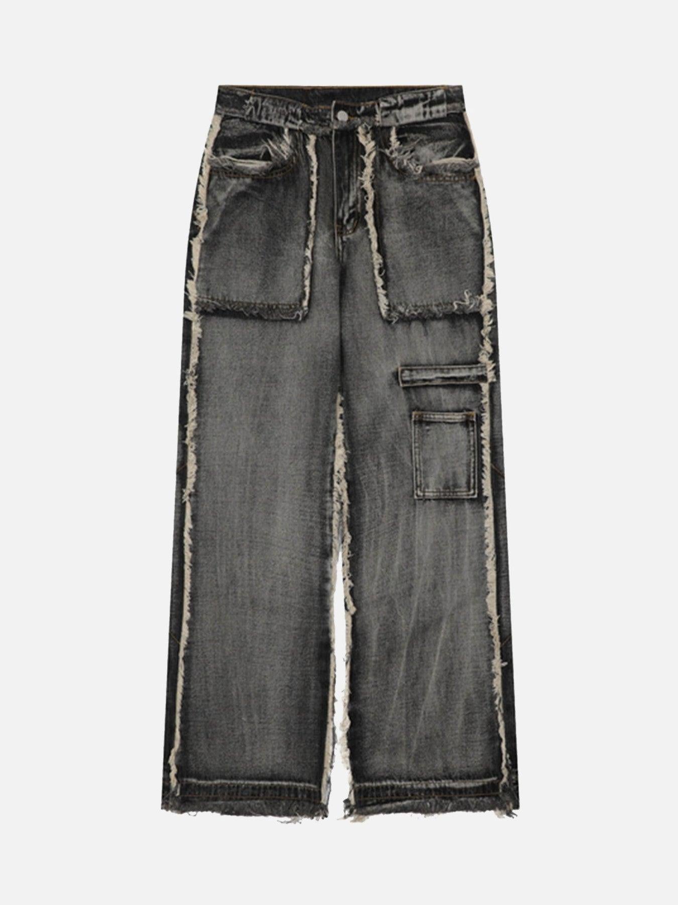 High Street Distressed Raw Edge Jeans