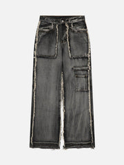 High Street Distressed Raw Edge Jeans