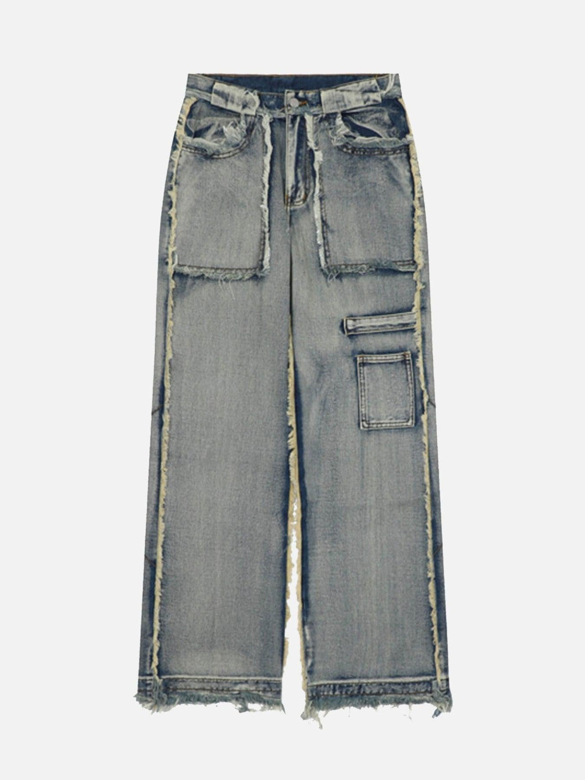 High Street Distressed Raw Edge Jeans