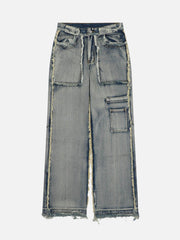 High Street Distressed Raw Edge Jeans