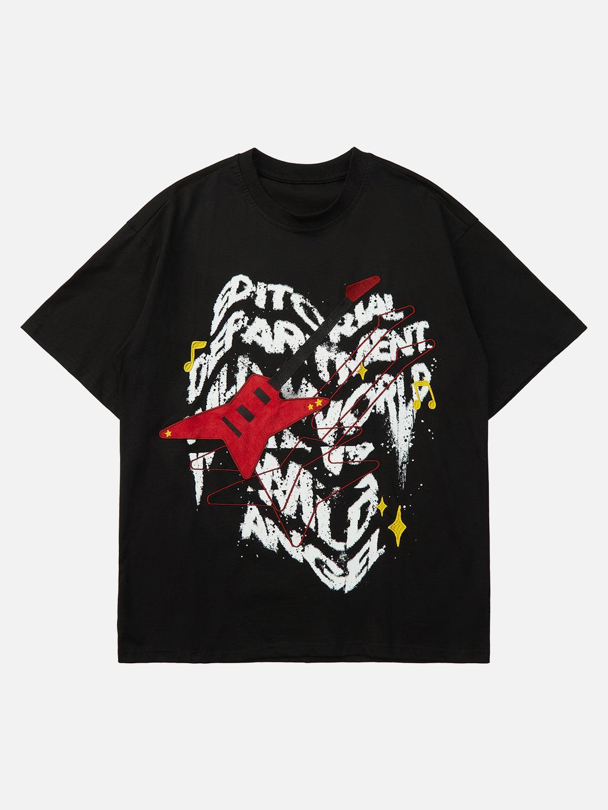 High Street Embroidered Letters Creative Printed T-Shirt