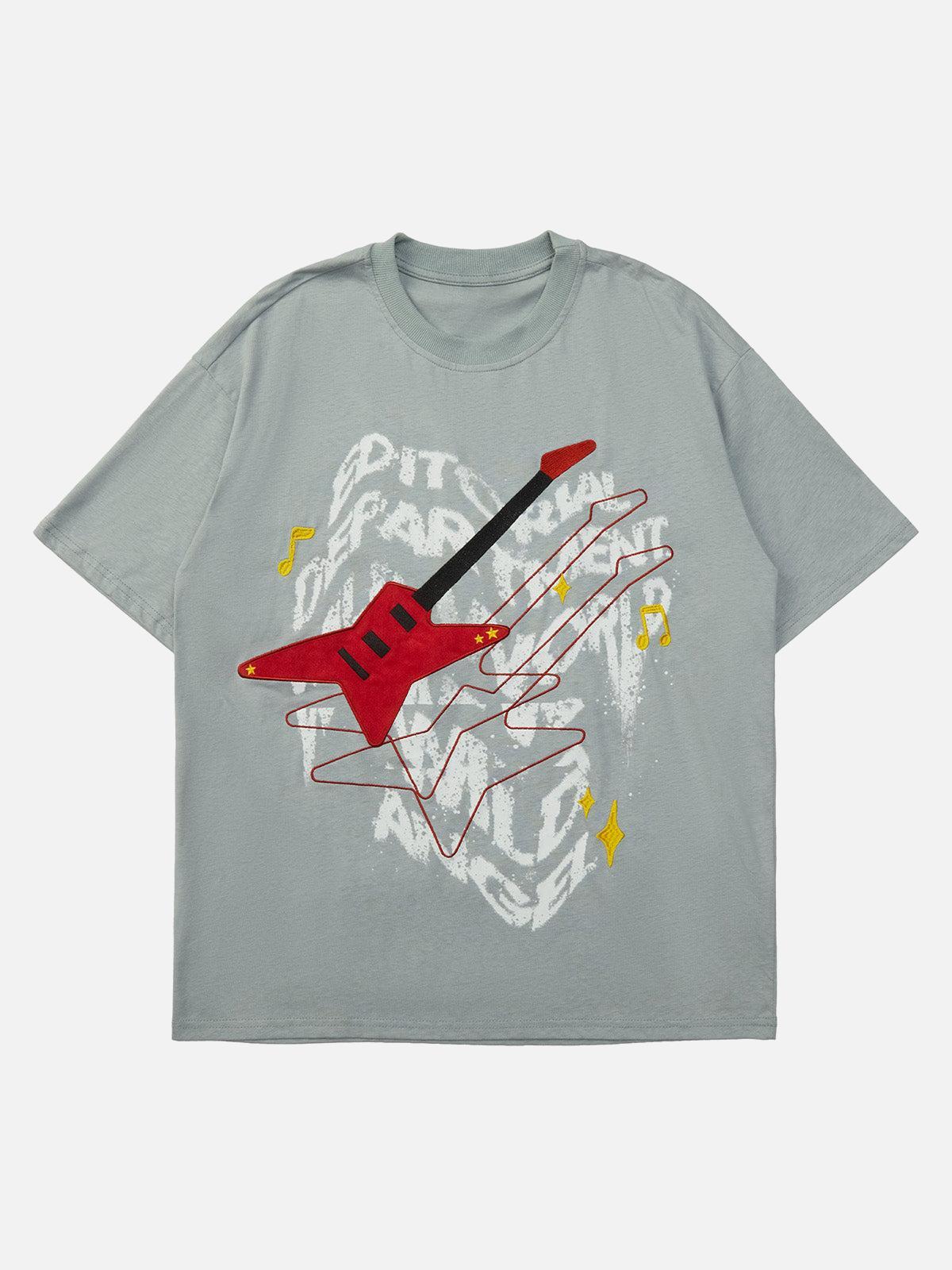 High Street Embroidered Letters Creative Printed T-Shirt