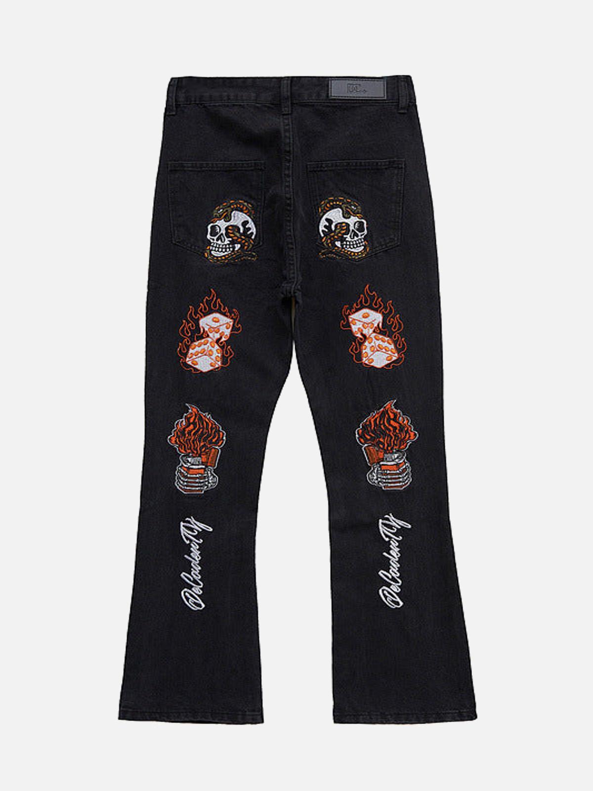 High Street Embroidery Retro Jeans