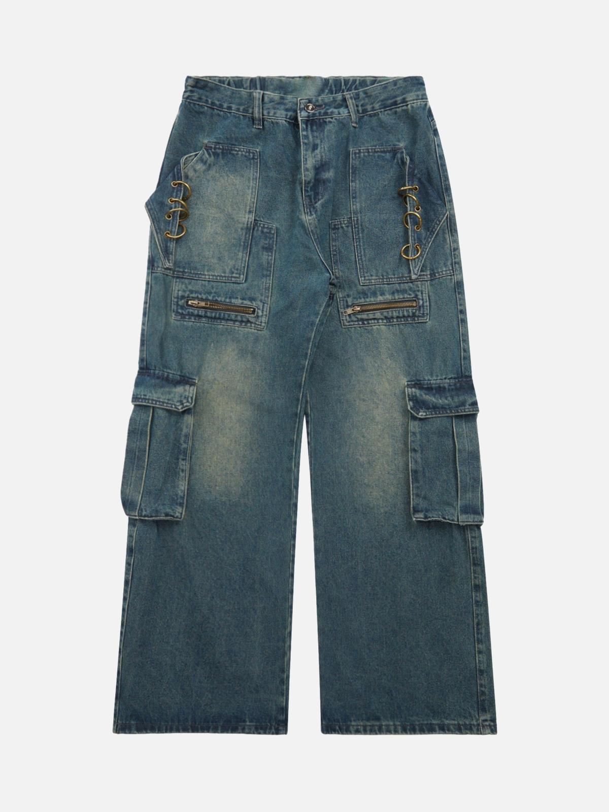 High Street Heavy Duty Design Multi-Pocket Jeans