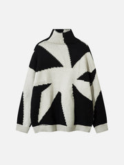 High Street High-Neck Spiral Jacquard Sweater