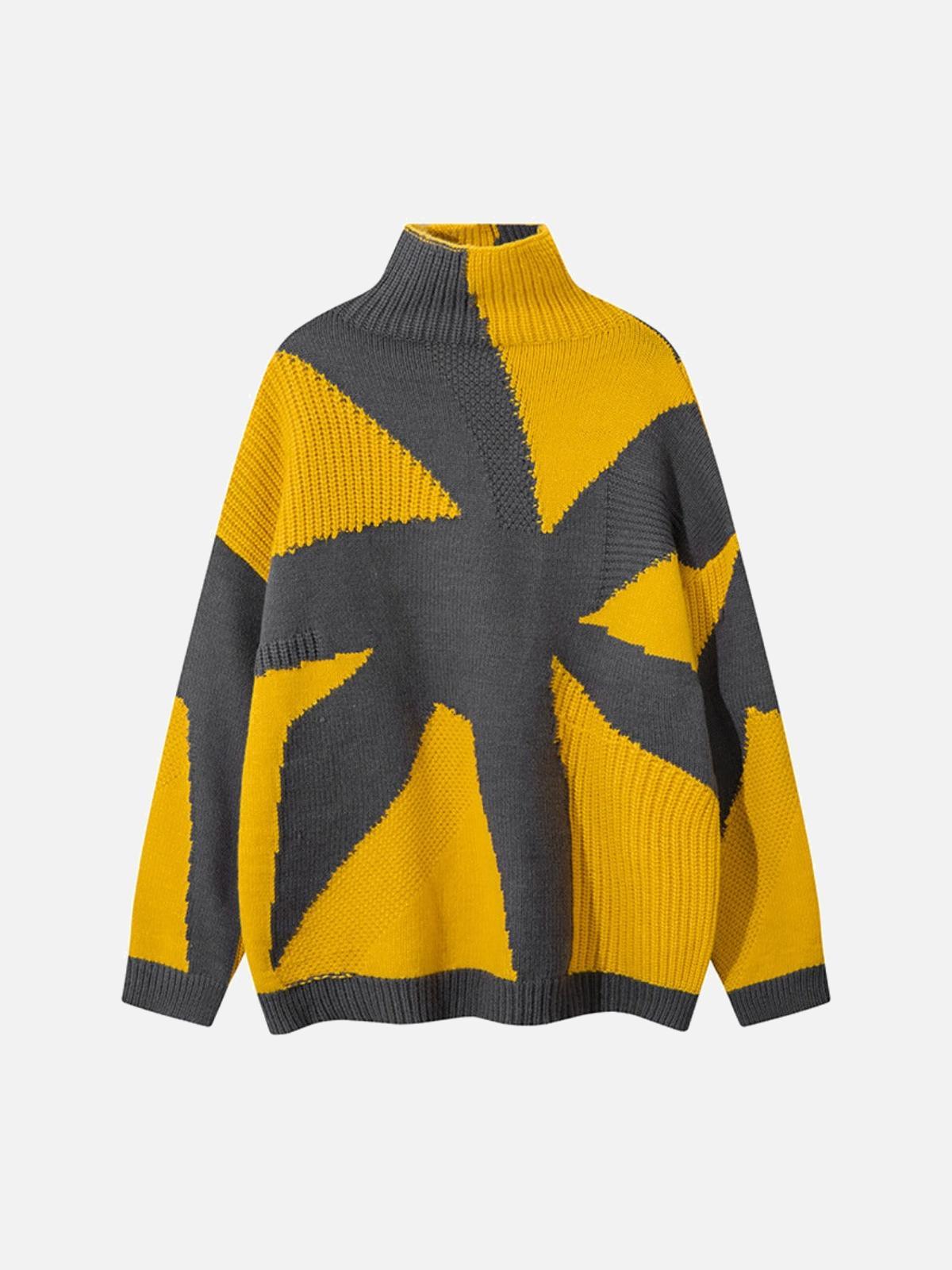 High Street High-Neck Spiral Jacquard Sweater