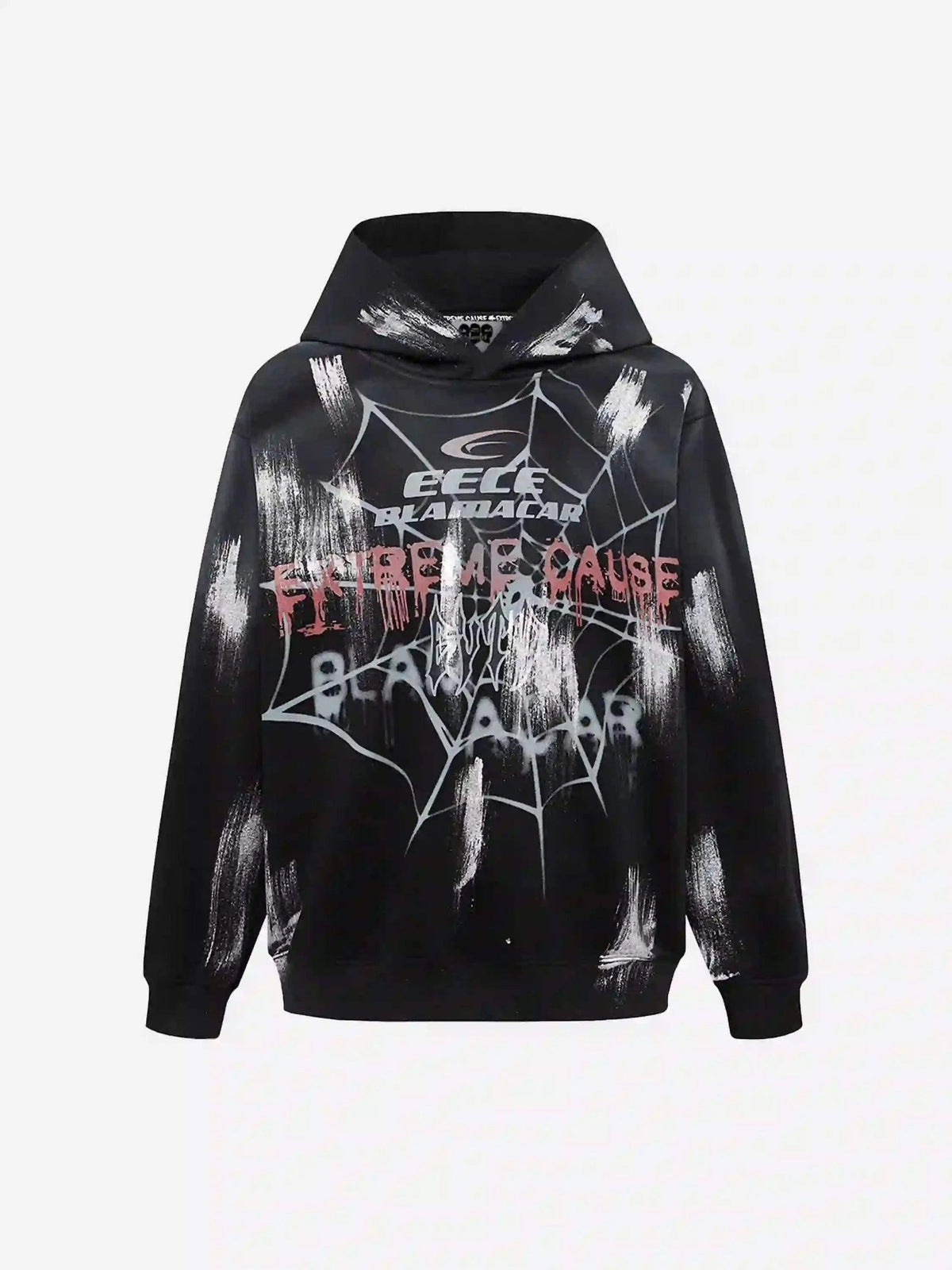 High Street Hip Hop Spider Web Print Hoodie