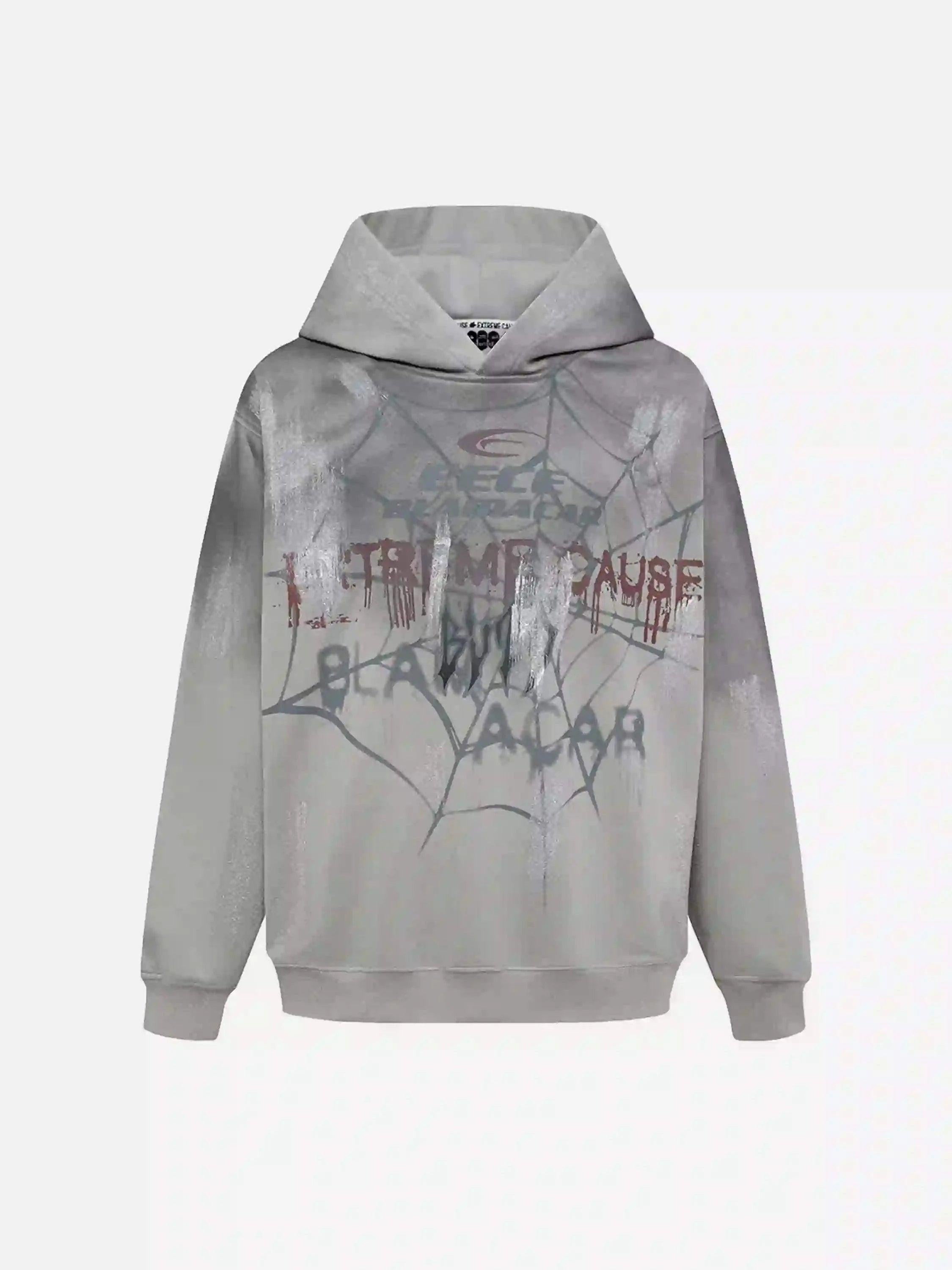 High Street Hip Hop Spider Web Print Hoodie