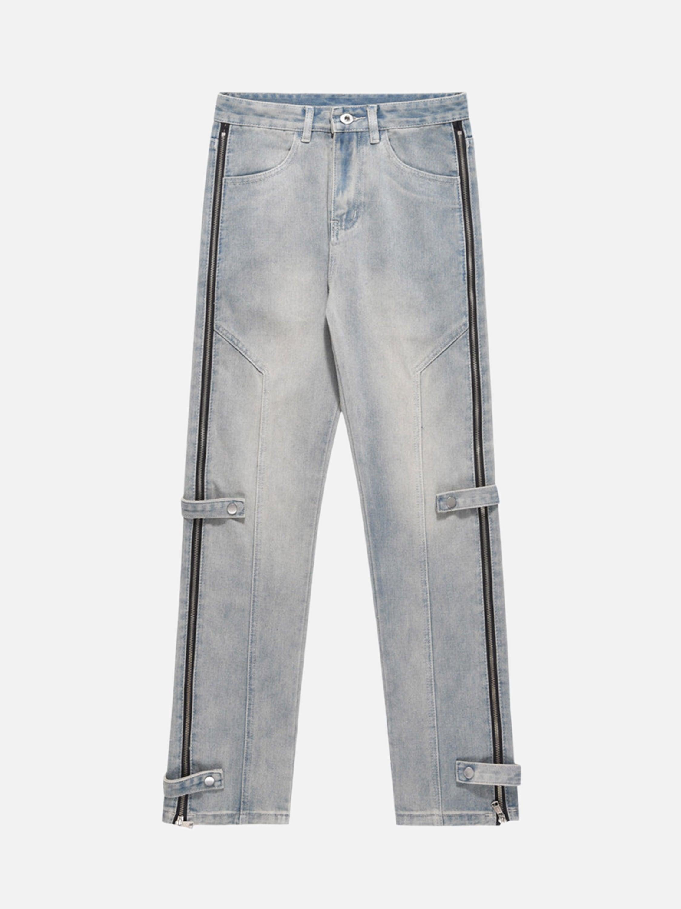 High Street Hip-Hop Zipper Straight Jeans
