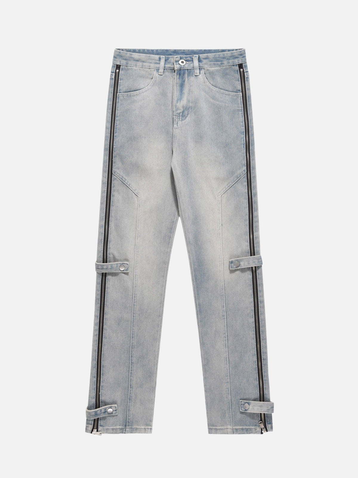 High Street Hip-Hop Zipper Straight Jeans