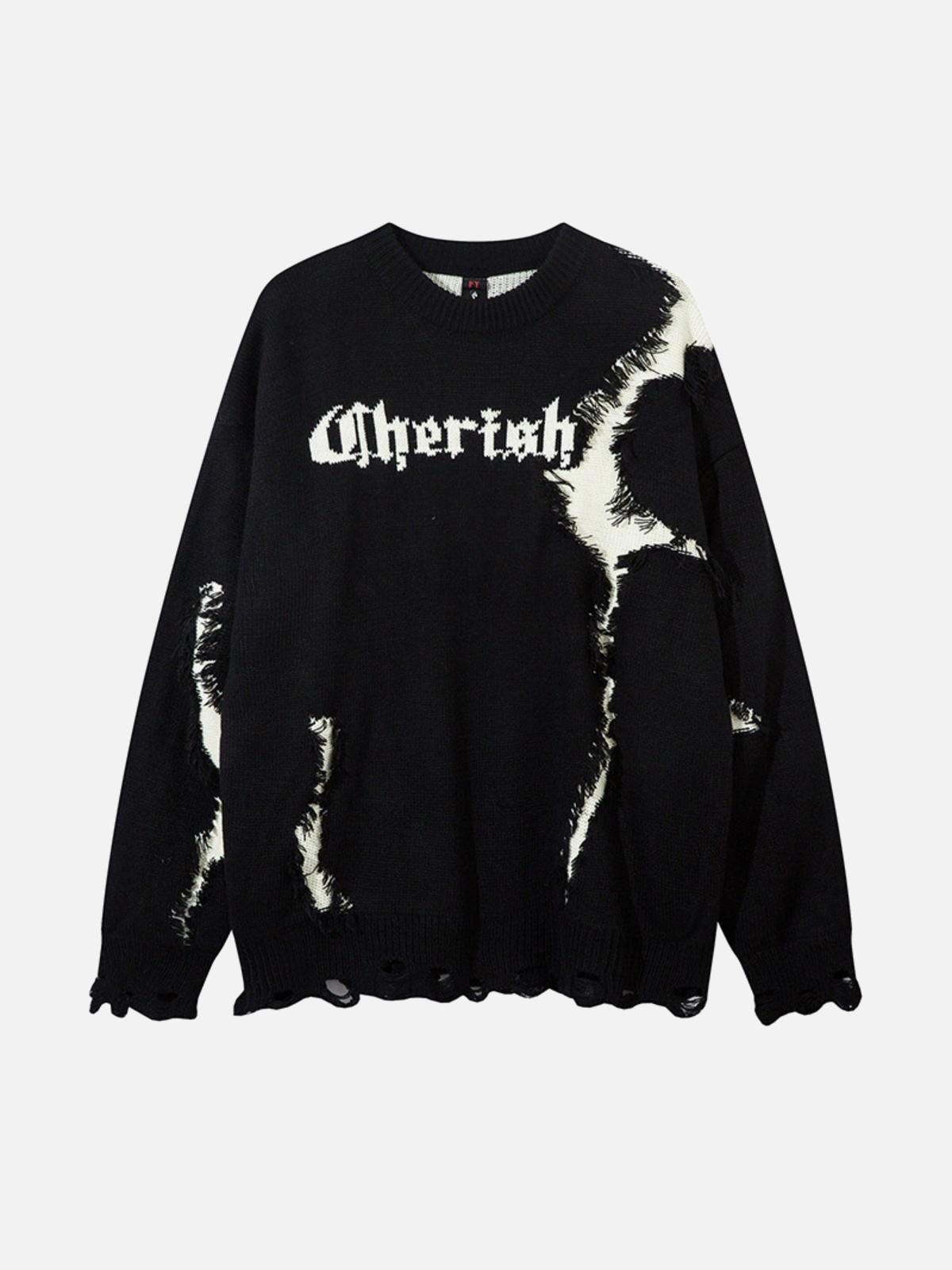 High Street Irregular Color-Blocking Patchwork Sweater