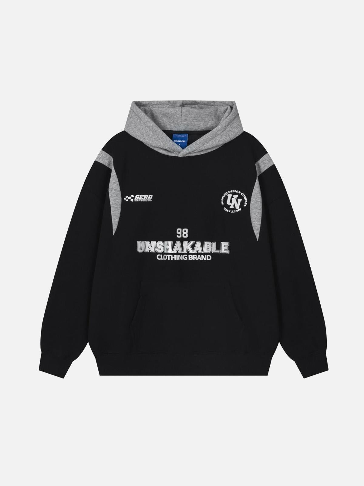 High Street Letter Print Collision Color Hoodie