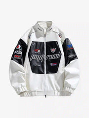 High Street Splicing Racing Baseball Jacket