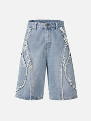 High Street Washed Distressed Denim Shorts