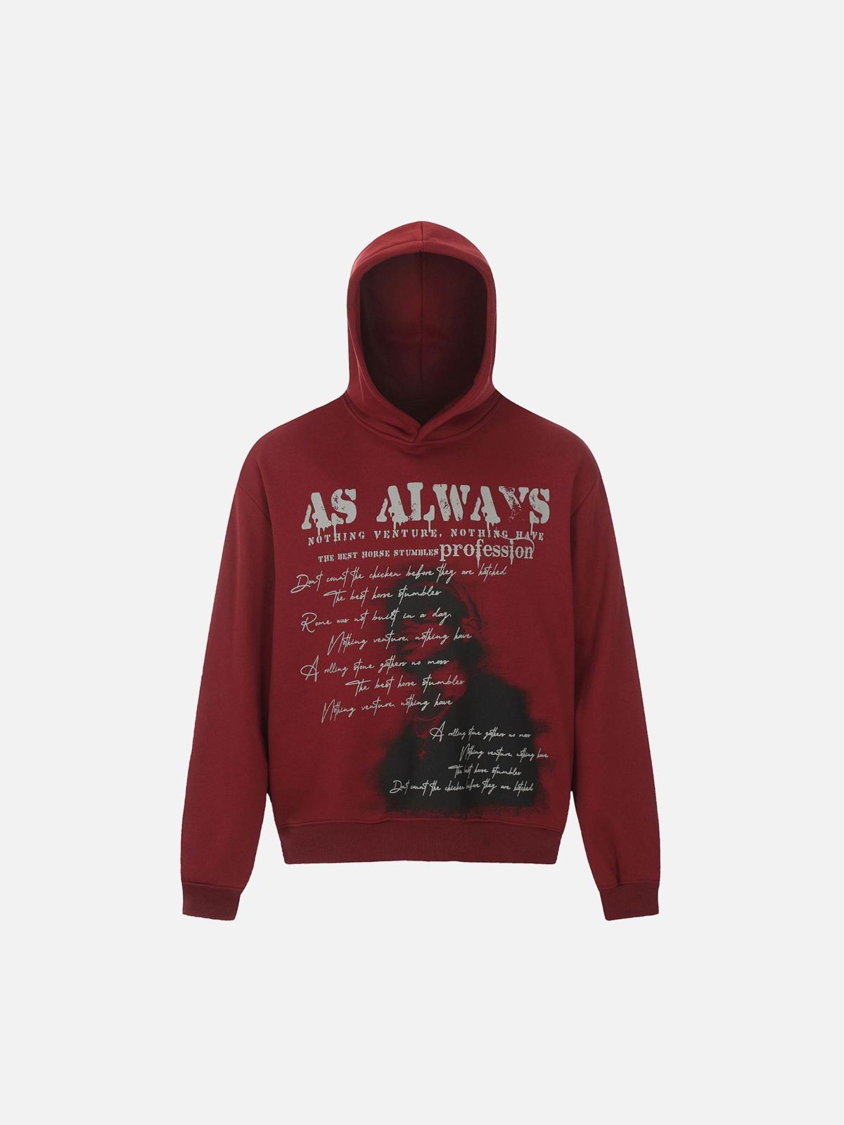 High Street Washed Print Hoodie