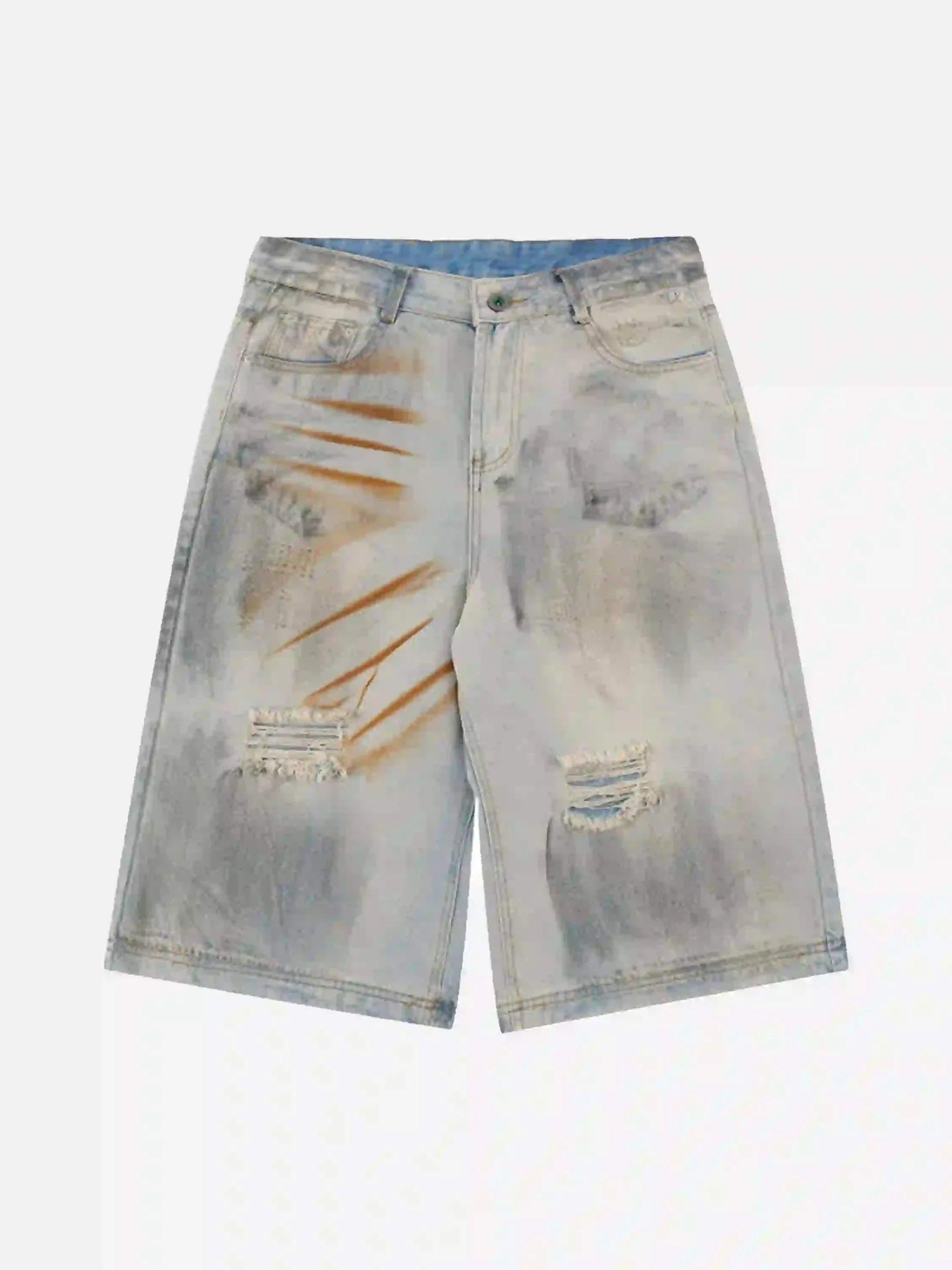 High Street Yellow Mud Dyed Denim Shorts