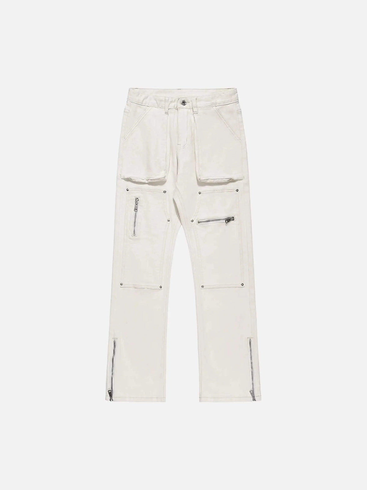 High Street Zipper Niche Design Straight Pants