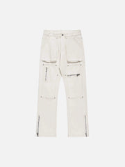 High Street Zipper Niche Design Straight Pants