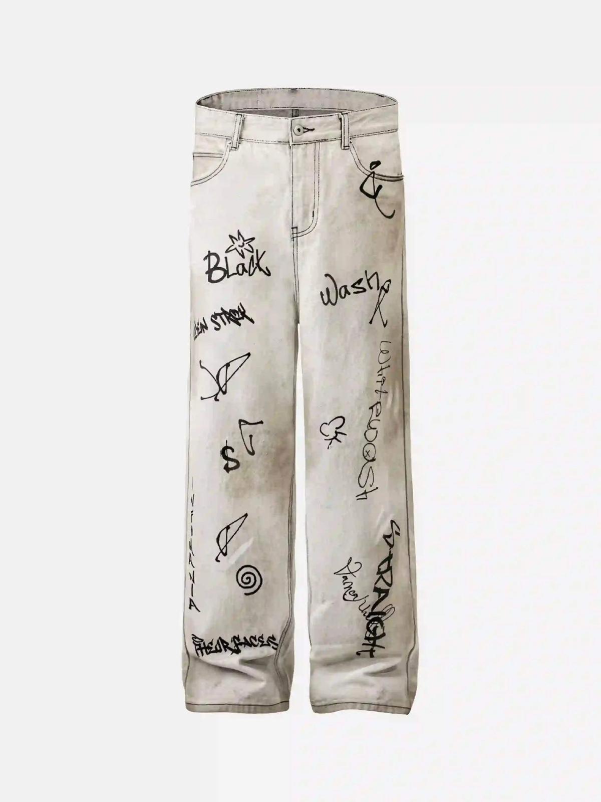 Hip-Hop Graffiti Distressed Jeans