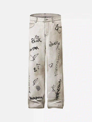 Hip-Hop Graffiti Distressed Jeans