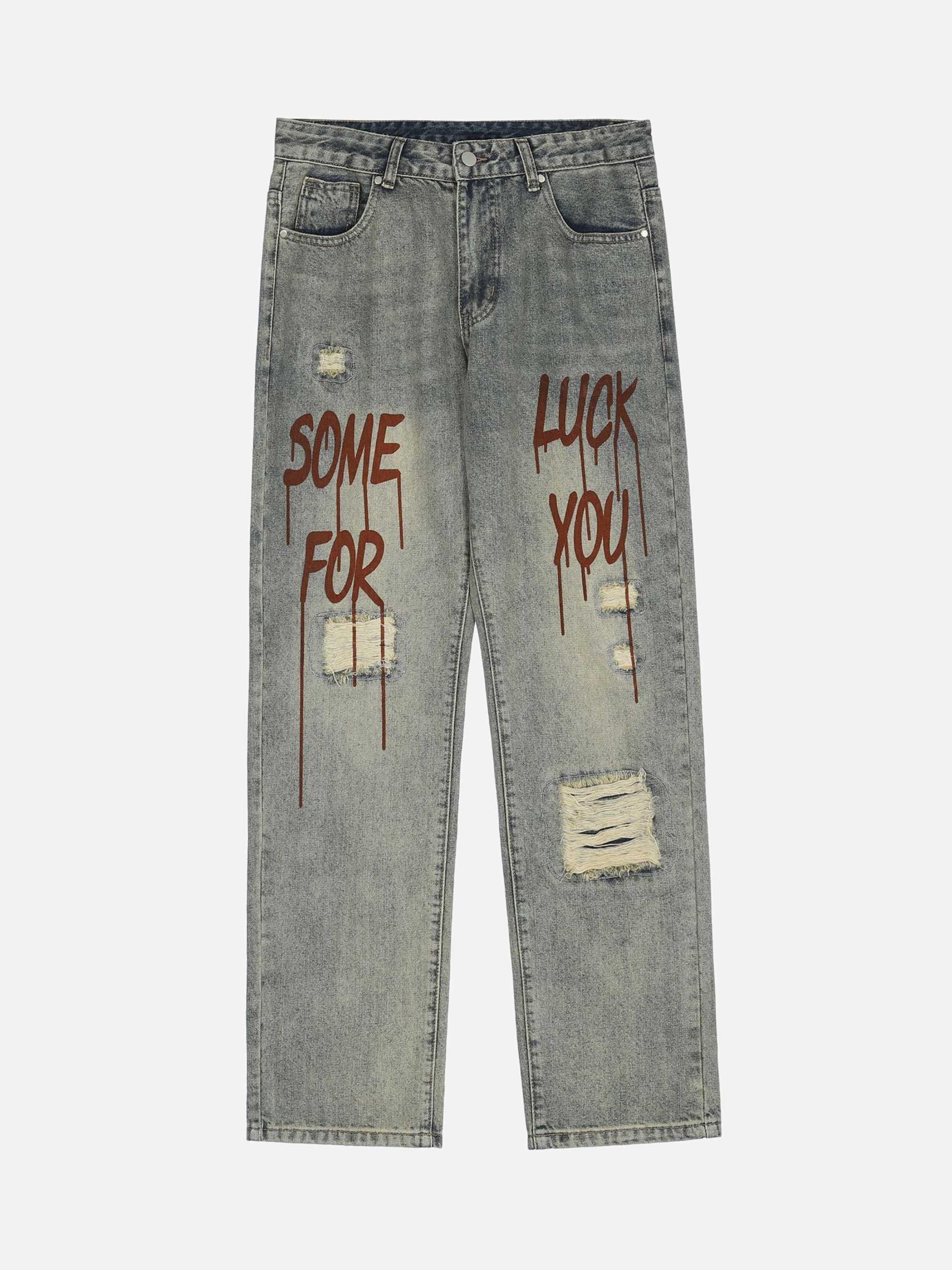 Hip Hop Retro Patch Denim Jeans