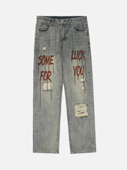 Hip Hop Retro Patch Denim Jeans