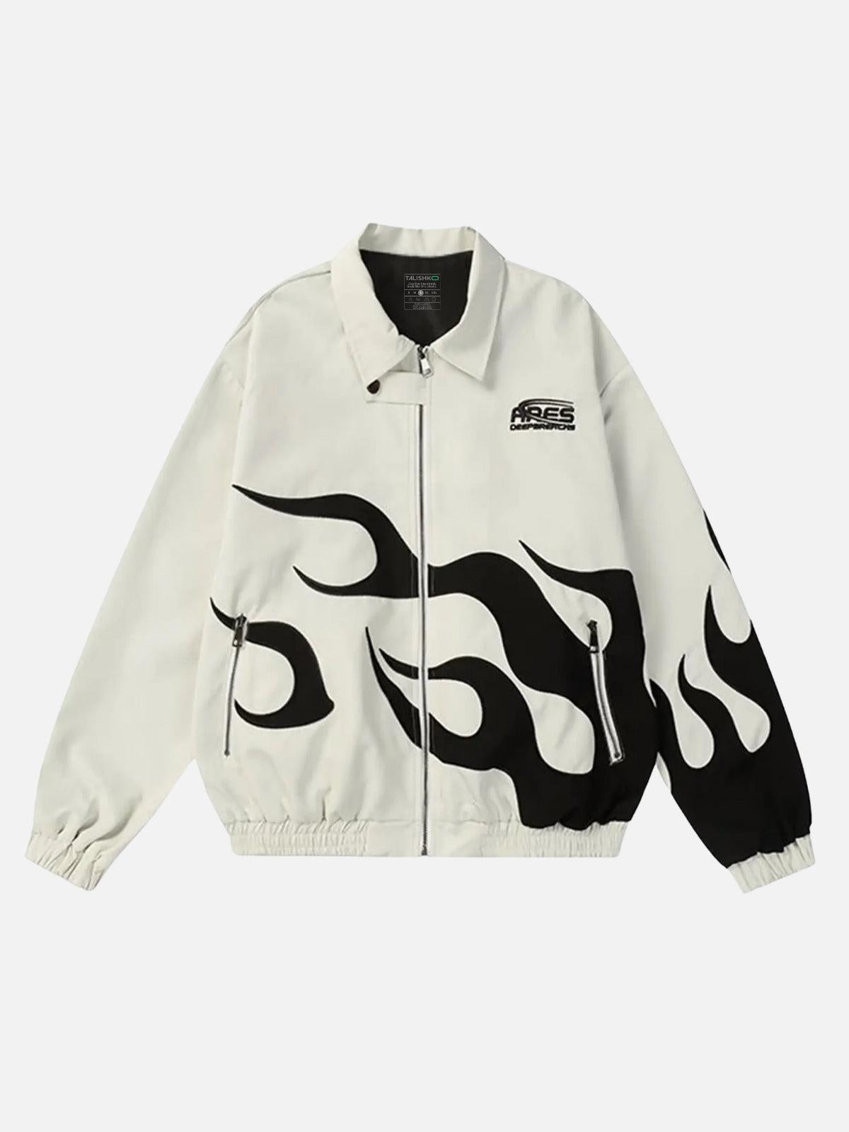 Hip Hop Street Patches Flame Lapel Jacket
