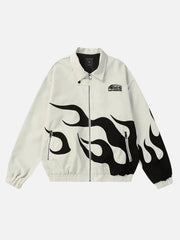 Hip Hop Street Patches Flame Lapel Jacket
