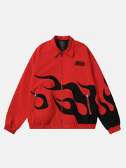 Hip Hop Street Patches Flame Lapel Jacket