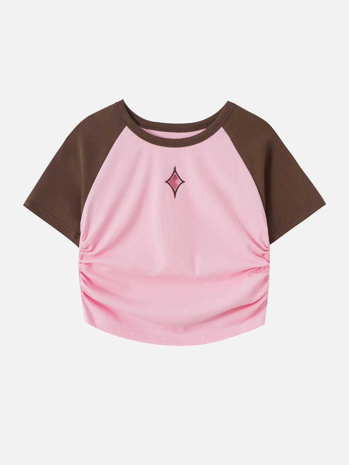 Hollow Embroidery Pleating Tee