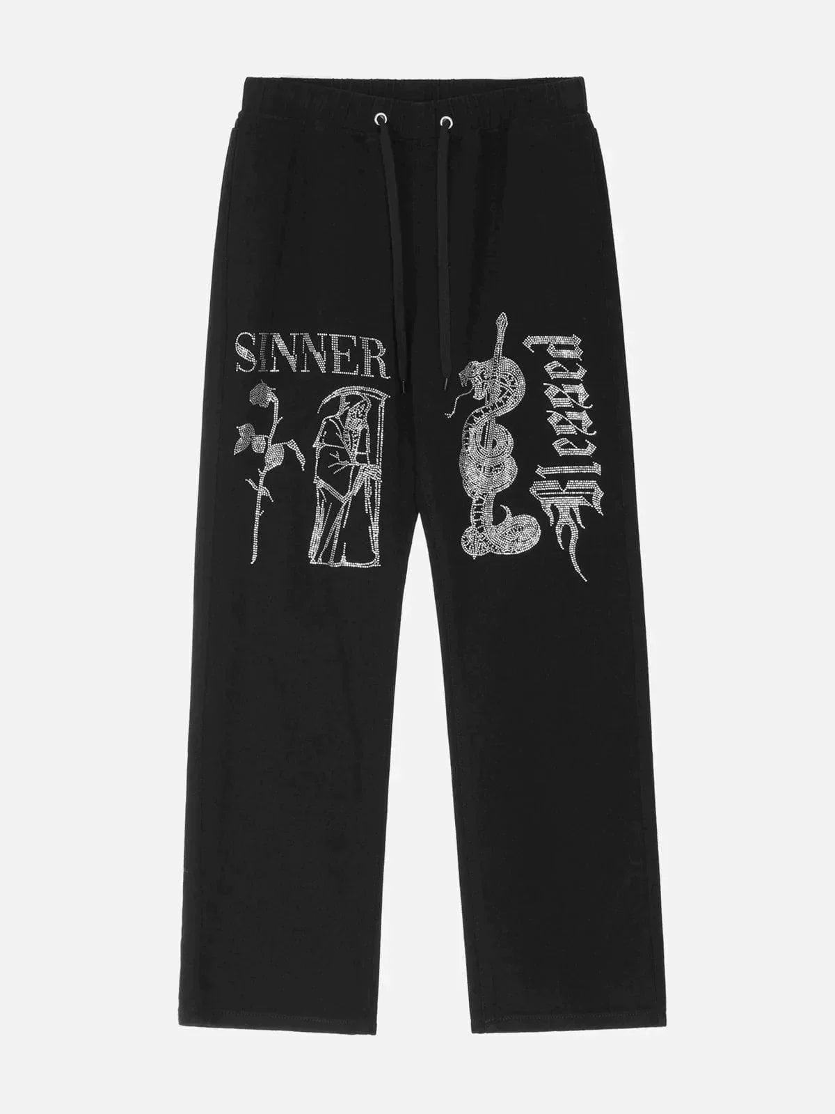 Hot Diamond Craft Design Print Pants