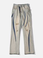 Irregular Patch Ripped Jeans